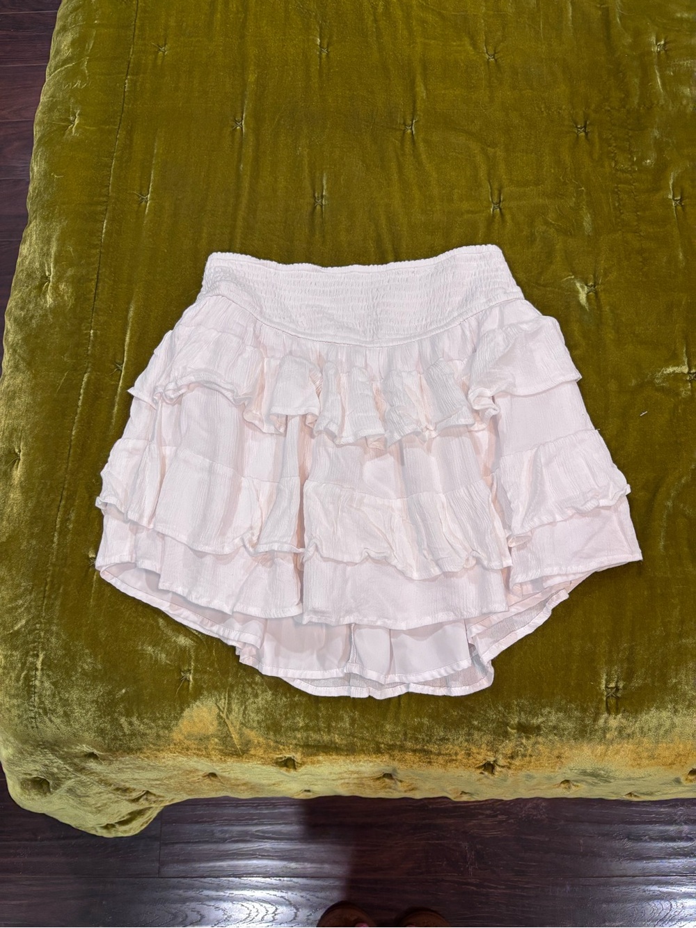 White Tiered Ruffle Mini Skirt